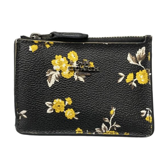 Auth COACH - 59747 Black Yellow Multi Leather PVC Coin Case - Picture 2 of 11